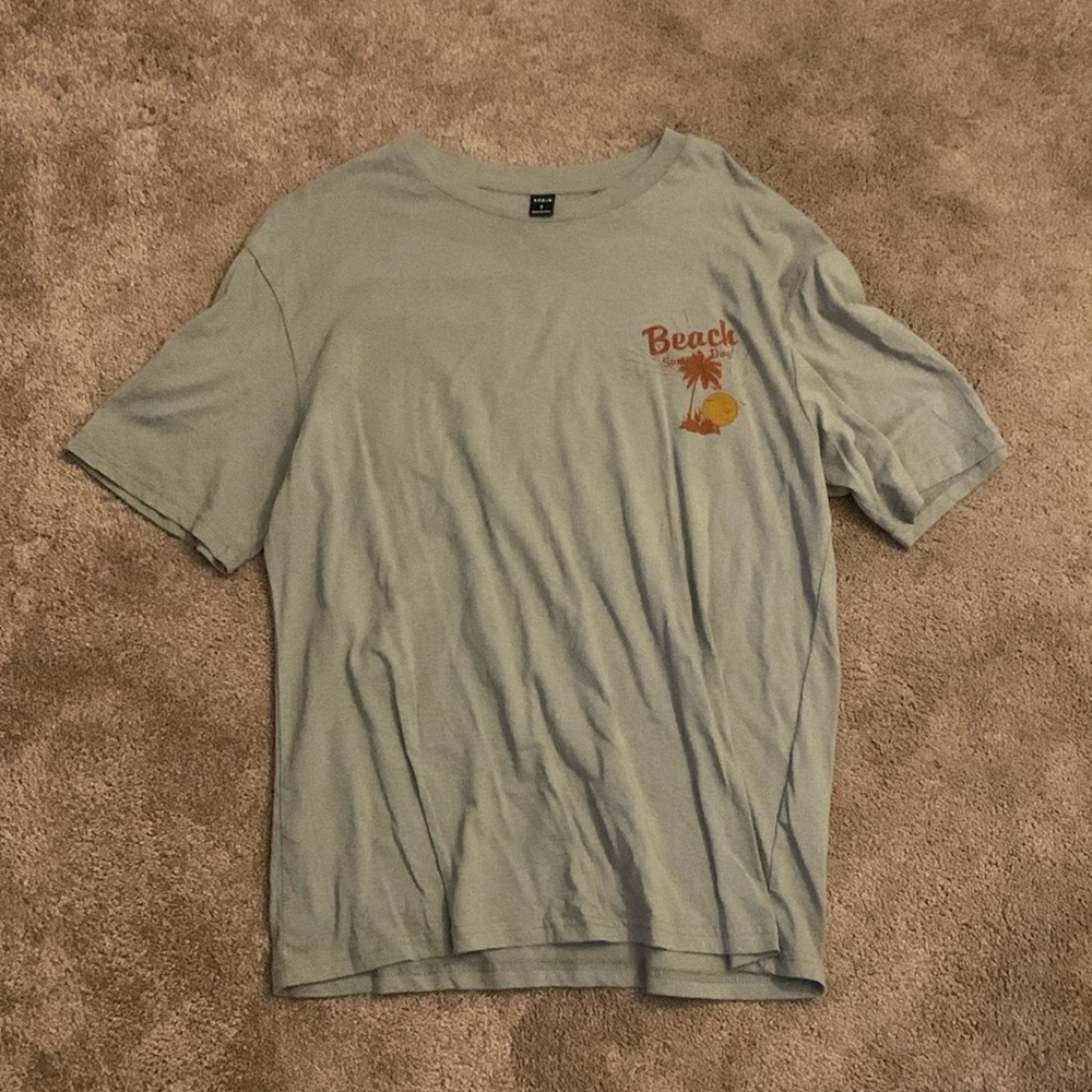 Shein Men’s Sized Small Olive/Orange Beach Themed Short Sleeve Tee